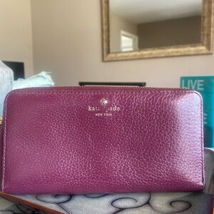 Kate Spade Burgundy Leather Zip Around Wallet!  EUC!!!